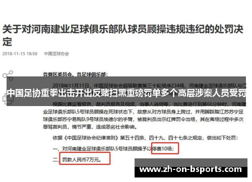 中国足协重拳出击开出反赌扫黑重磅罚单多个高层涉案人员受罚